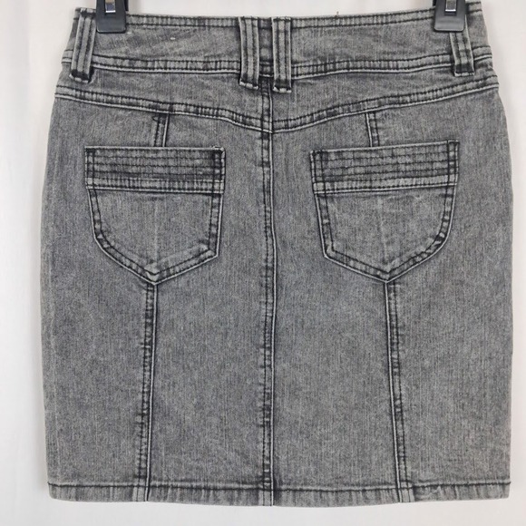 Warehouse Y2K UK 6/ US 4 Denim Mini‎ Skirt Gray Wash Fitted Stretch Casual - Picture 3 of 5